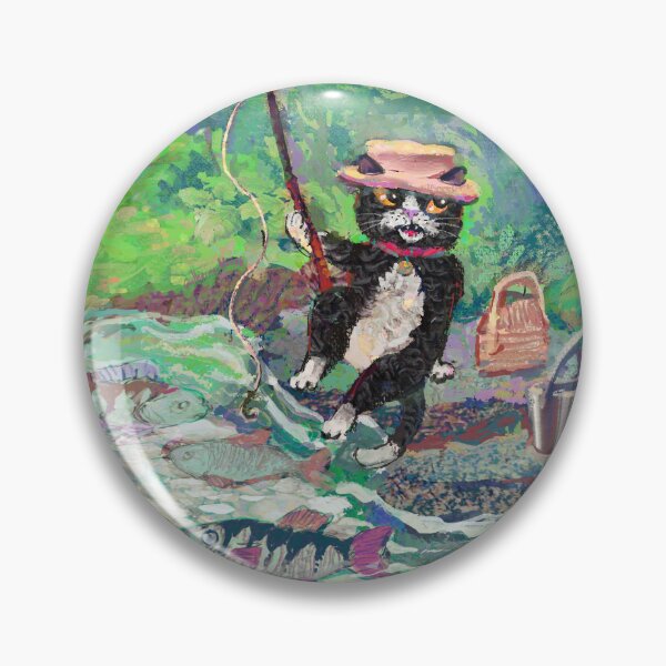 Item preview, The cat loves fishing and decided to ignore the local rumors about an interdimensional creature of darkness hiding in the river. designed and sold by guilhernunes.