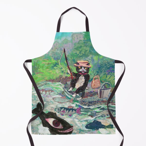 Item preview, The cat loves fishing and decided to ignore the local rumors about an interdimensional creature of darkness hiding in the river. designed and sold by guilhernunes.
