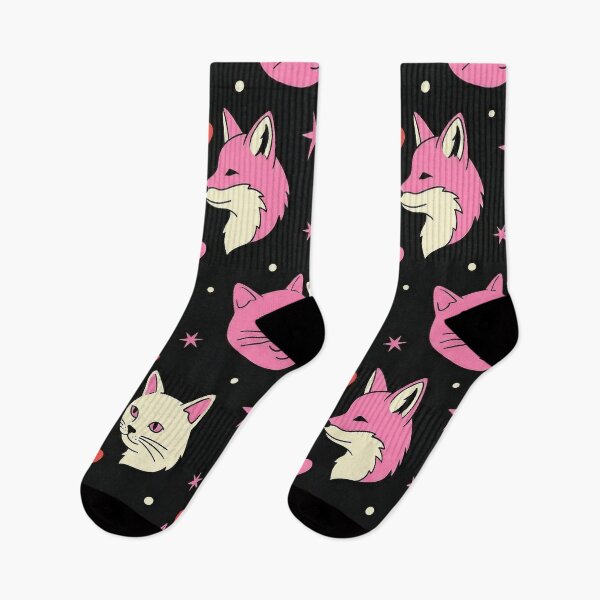 Item preview, Kawaii Pink Fox and Cat Cosmic Love Pattern designed and sold by zzz888.