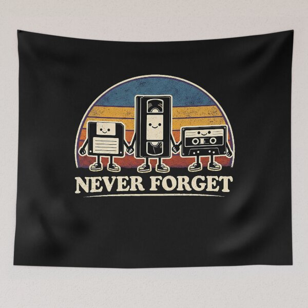 Item preview, Never Forget Retro 80s 90s Nostalgia Cassette Tape Floppy Disk  designed and sold by clothesy7.