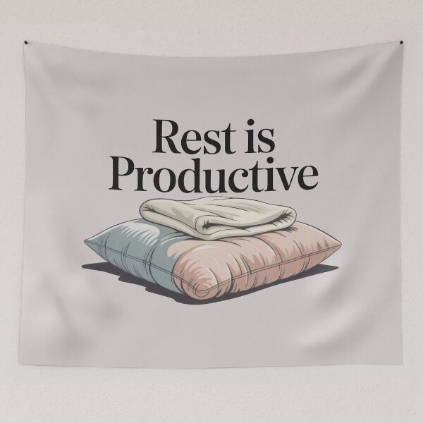 Item preview, Rest Is Productive Cozy Aesthetic Mental Health Awareness Art designed and sold by SplashTastic.