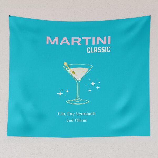 Item preview, Martini, Cocktail, Cocktail Art, Preppy, Bar Art, Preppy Room, Turquoise, Blue designed and sold by Magic Love Art Print.