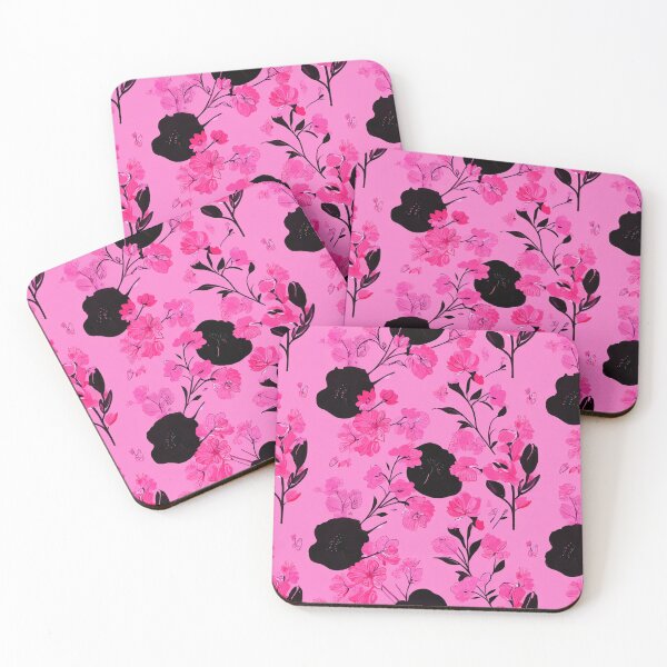 Item preview, Pink Flowers With Black Floral Shapes designed and sold by SassyArtistry.