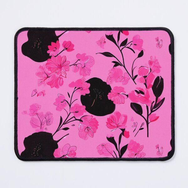 Item preview, Pink Flowers With Black Floral Shapes designed and sold by SassyArtistry.