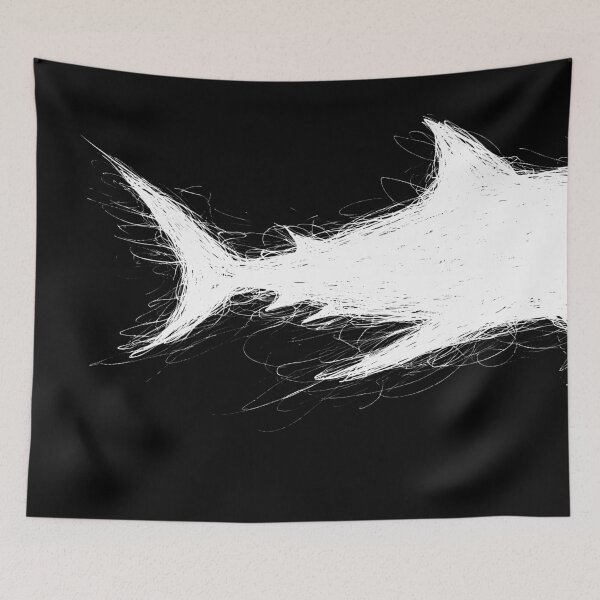 Item preview, White Shark Scribble designed and sold by Wanderdreaming.