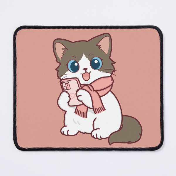 Item preview, Cute Ragdoll Cat with Scarf Using Smartphone designed and sold by BGMeYou.