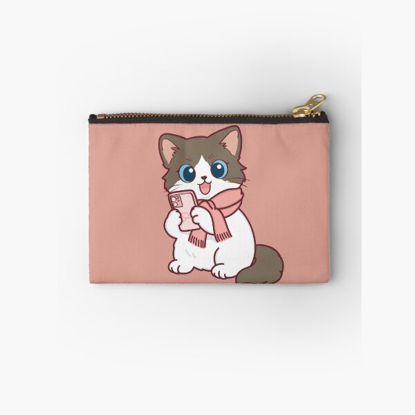 Item preview, Cute Ragdoll Cat with Scarf Using Smartphone designed and sold by BGMeYou.