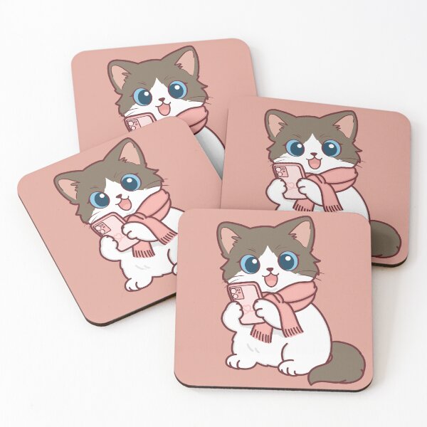 Item preview, Cute Ragdoll Cat with Scarf Using Smartphone designed and sold by BGMeYou.