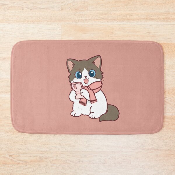 Item preview, Cute Ragdoll Cat with Scarf Using Smartphone designed and sold by BGMeYou.