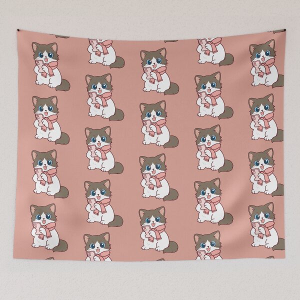 Item preview, Cute Ragdoll Cat with Scarf Using Smartphone designed and sold by BGMeYou.
