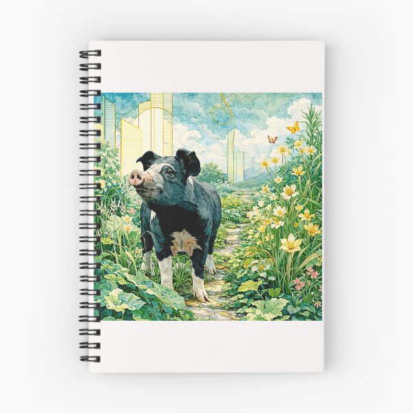 Item preview, Art Deco Watercolor Hampshire Pig in English Countryside #1 designed and sold by Helios Be. Lavsh.