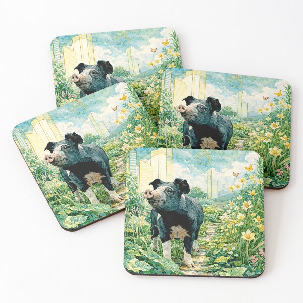 Item preview, Art Deco Watercolor Hampshire Pig in English Countryside #1 designed and sold by Helios Be. Lavsh.