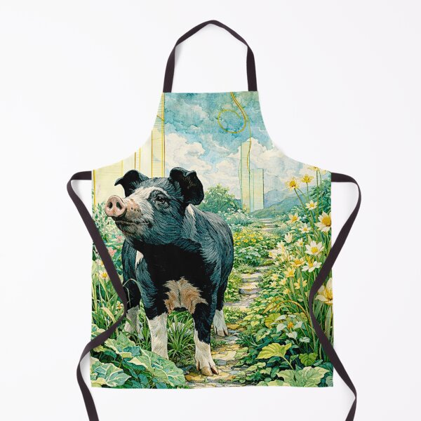 Item preview, Art Deco Watercolor Hampshire Pig in English Countryside #1 designed and sold by Helios Be. Lavsh.