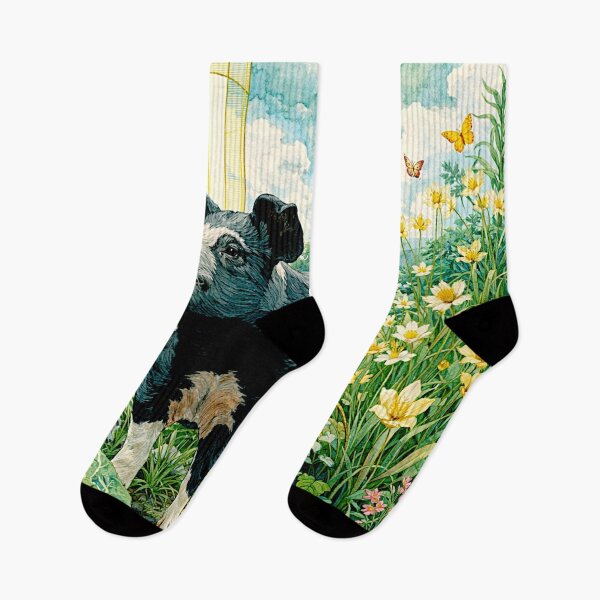 Item preview, Art Deco Watercolor Hampshire Pig in English Countryside #1 designed and sold by Helios Be. Lavsh.