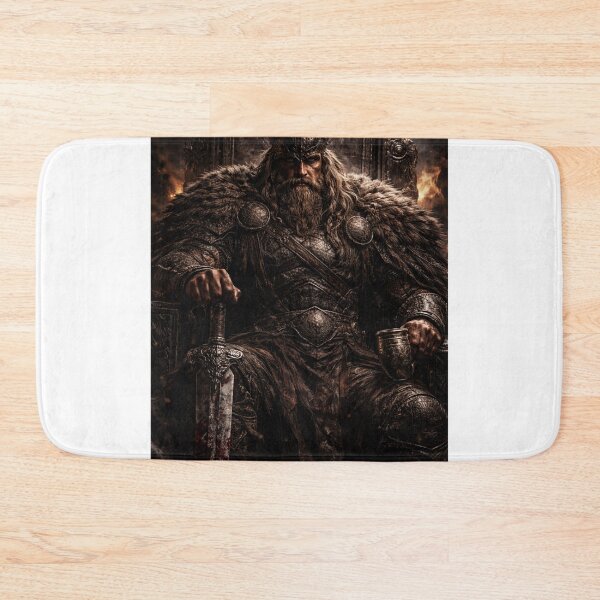 Item preview, Viking King on Throne – Norse Mythology Dark Fantasy Portrait designed and sold by Zen-pattenrs.