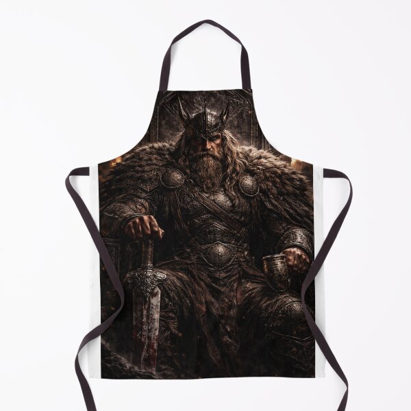 Item preview, Viking King on Throne – Norse Mythology Dark Fantasy Portrait designed and sold by Zen-pattenrs.