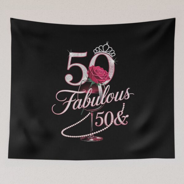 Item preview, 50 And Fabulous Queen Happy Birthday 50th Rose Red Wine designed and sold by angolinnArt.
