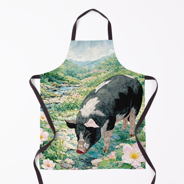 Item preview, Art Deco Watercolor Hampshire Pig in English Countryside #2 designed and sold by Helios Be. Lavsh.