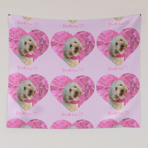 Item preview, Doodle Luv - pink floral puppy designed and sold by Doodles Down South.
