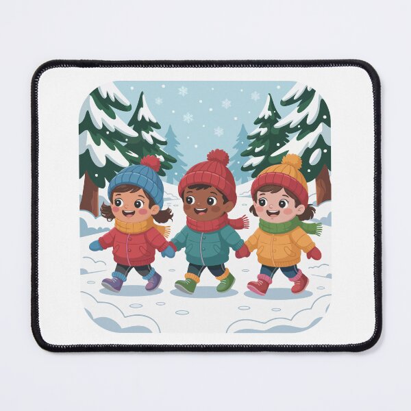 Item preview, It's snowing and children are walking in the forest designed and sold by desinganddecor.