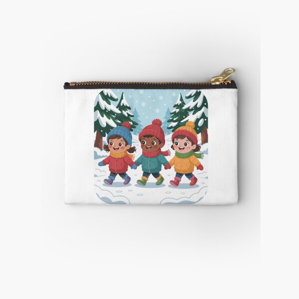 Item preview, It's snowing and children are walking in the forest designed and sold by desinganddecor.