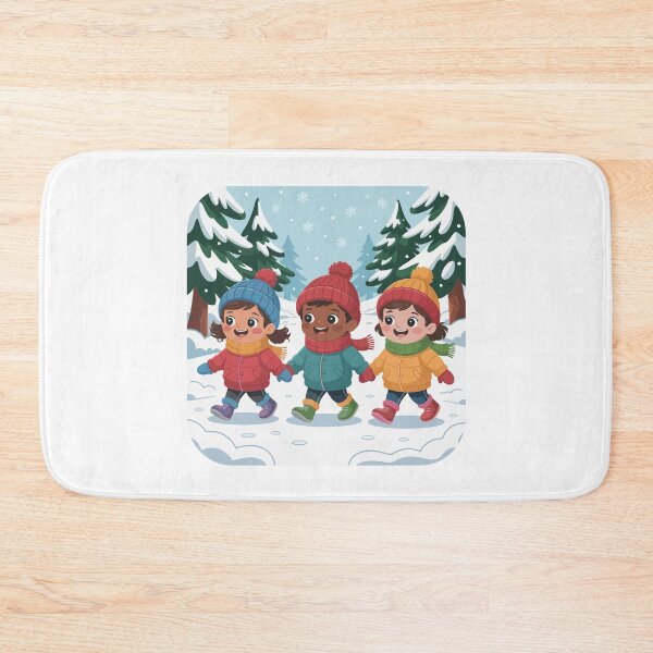 Item preview, It's snowing and children are walking in the forest designed and sold by desinganddecor.