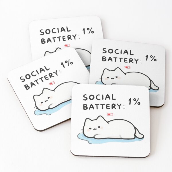 Item preview, Social Battery 1% Liquid Cat Introvert Humor designed and sold by gaogle.