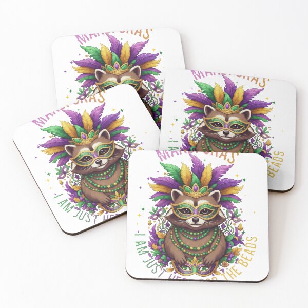 Item preview, Mardi Gras  I’m Just Here for the Beads - Funny Mardi Gras Raccoon Mask Party T-Shirt designed and sold by ArtiFize Store.