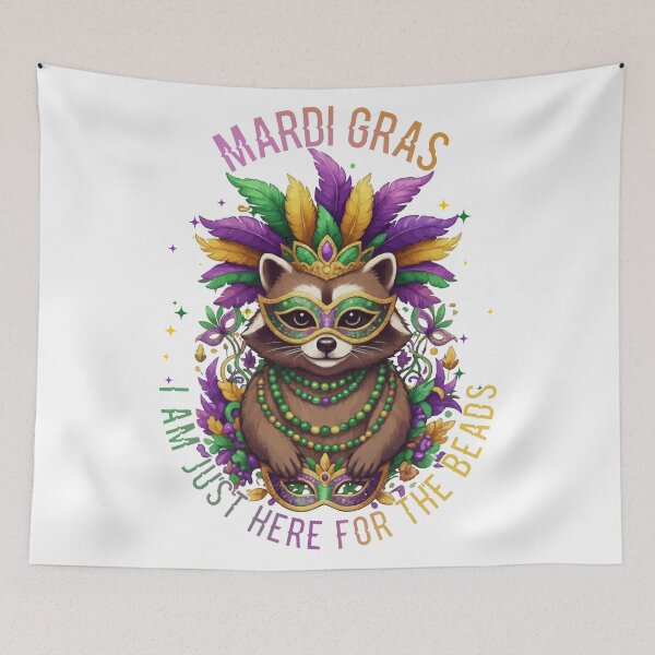 Item preview, Mardi Gras  I’m Just Here for the Beads - Funny Mardi Gras Raccoon Mask Party T-Shirt designed and sold by ArtiFize Store.
