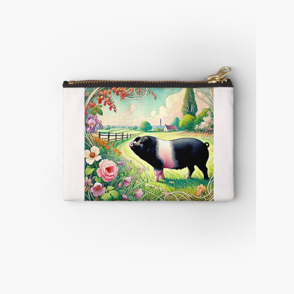 Item preview, Art Noveau Watercolor Hampshire Pig in English Countryside #4 designed and sold by Helios Be. Lavsh.