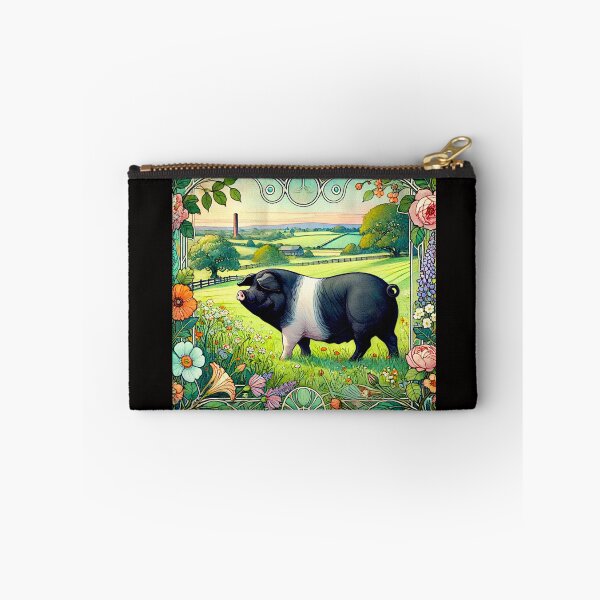Item preview, Art Noveau Watercolor Hampshire Pig in English Countryside #5 designed and sold by Helios Be. Lavsh.