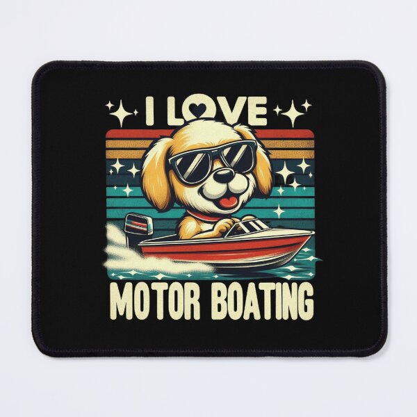 Item preview, I Love Motorboating Dogs Retro Vintage Sunset Biker Puppy designed and sold by Zoo-Moo.