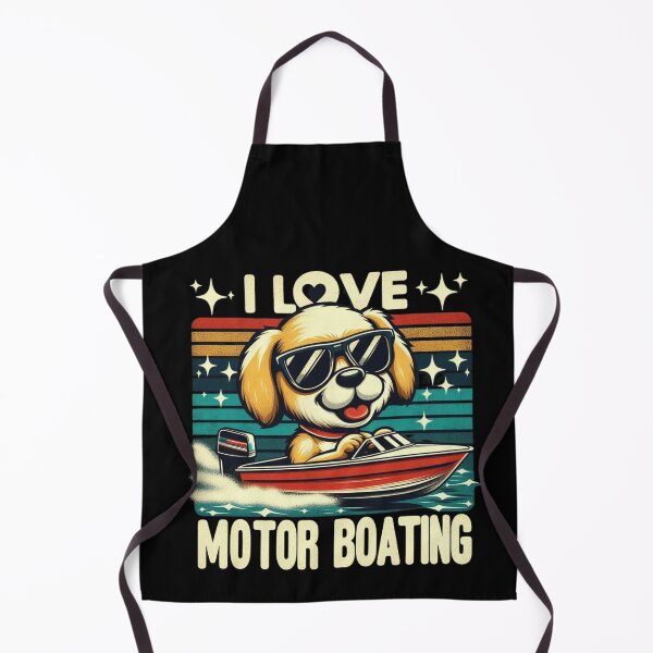 Item preview, I Love Motorboating Dogs Retro Vintage Sunset Biker Puppy designed and sold by Zoo-Moo.
