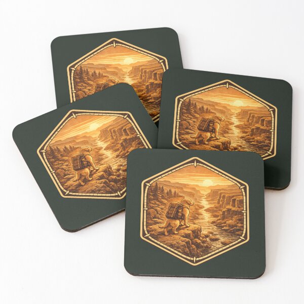 Item preview, Hiking Labrador Canyon Badge – River Sunset Adventure designed and sold by PawPrintCustom.