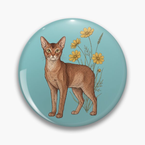 Item preview, Vintage Abyssinian Cat Yellow Cosmos designed and sold by BirdsnStuff.