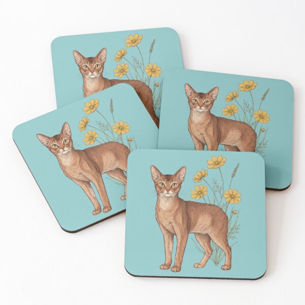 Item preview, Vintage Abyssinian Cat Yellow Cosmos designed and sold by BirdsnStuff.