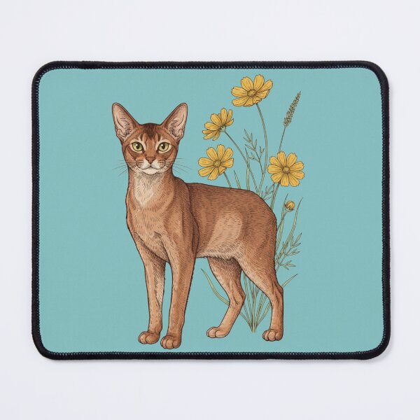 Item preview, Vintage Abyssinian Cat Yellow Cosmos designed and sold by BirdsnStuff.