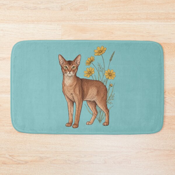 Item preview, Vintage Abyssinian Cat Yellow Cosmos designed and sold by BirdsnStuff.