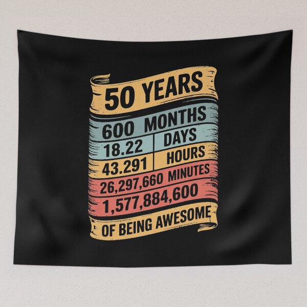 Item preview, 50 Years Awesome I Days Hours Minutes I 50th Birthday designed and sold by angolinnArt.
