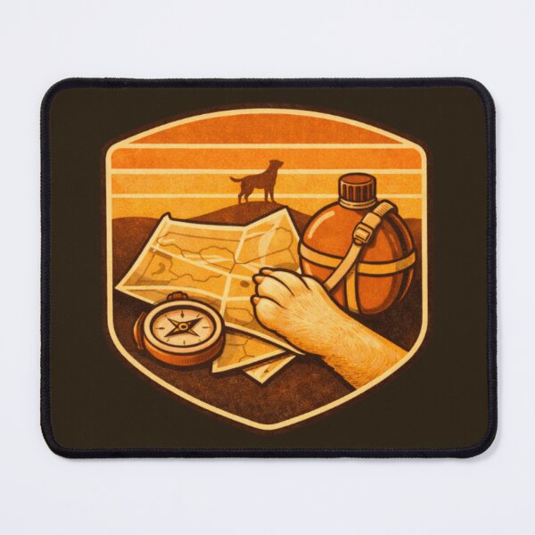 Item preview, Hiking Labrador Gear Badge – Map Compass Adventure Dog designed and sold by PawPrintCustom.