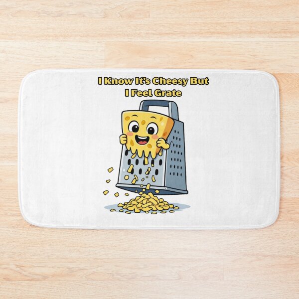 Item preview, I Know It’s Cheesy But I Feel Grate – Funny Cheese Pun Illustration designed and sold by JudithLatko.