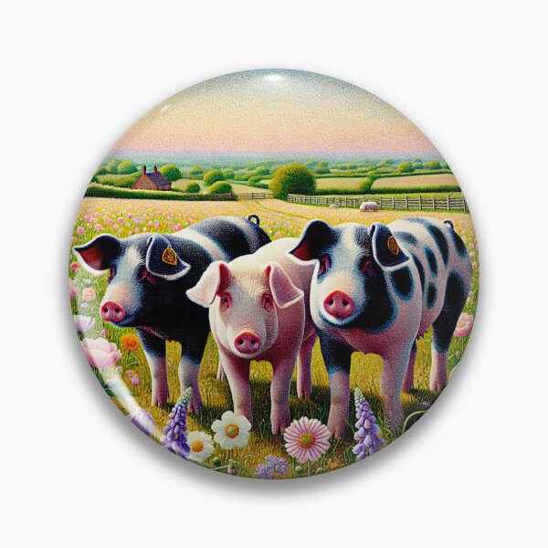 Item preview, Pointilistic Watercolor Hampshire Pig in English Countryside #6 designed and sold by Helios Be. Lavsh.