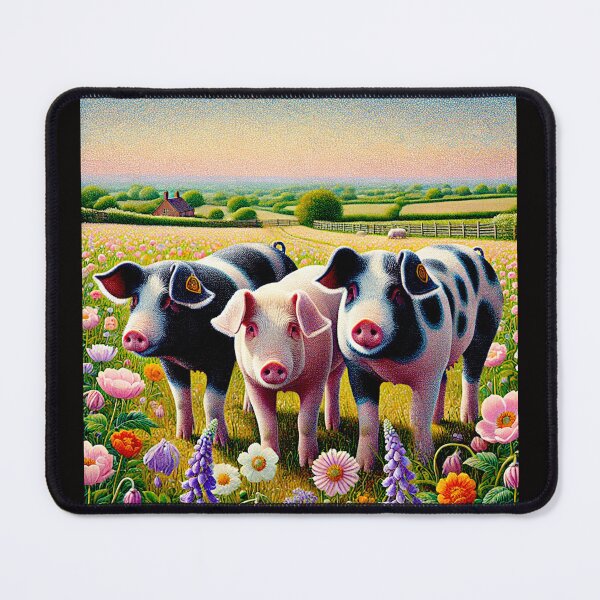Item preview, Pointilistic Watercolor Hampshire Pig in English Countryside #6 designed and sold by Helios Be. Lavsh.