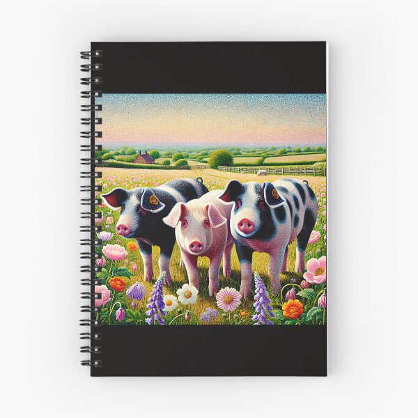 Item preview, Pointilistic Watercolor Hampshire Pig in English Countryside #6 designed and sold by Helios Be. Lavsh.