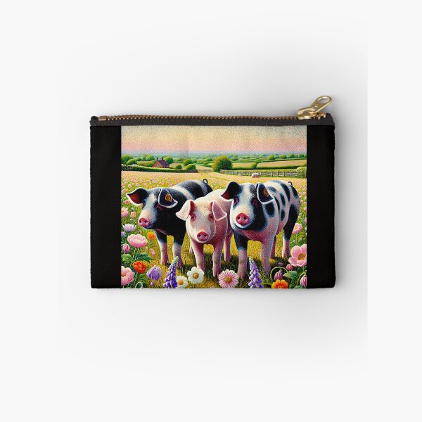 Item preview, Pointilistic Watercolor Hampshire Pig in English Countryside #6 designed and sold by Helios Be. Lavsh.