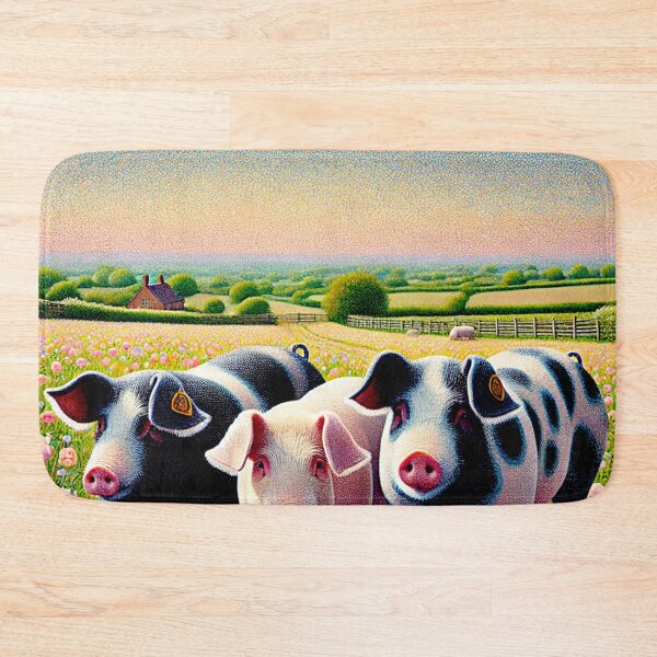 Item preview, Pointilistic Watercolor Hampshire Pig in English Countryside #6 designed and sold by Helios Be. Lavsh.