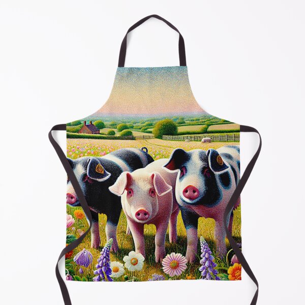 Item preview, Pointilistic Watercolor Hampshire Pig in English Countryside #6 designed and sold by Helios Be. Lavsh.