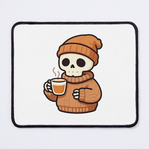 Item preview, Dead Inside But Caffeinated Cozy Skeleton Autumn Sticker designed and sold by gaogle.