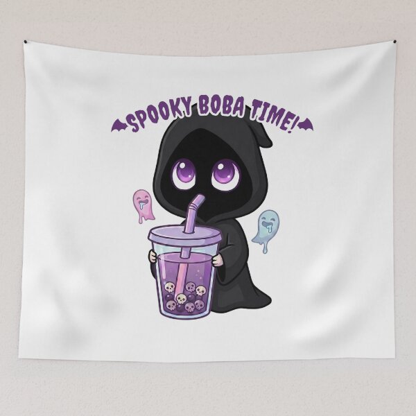 Item preview, Spooky Boba Time! Cute Nix Drinking Skull Bubble Tea (Pastel Goth) designed and sold by ColorTheoryLab.