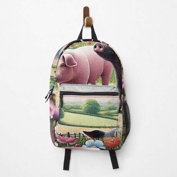 Item preview, Pointilistic Watercolor Hampshire Pig in English Countryside #7 designed and sold by Helios Be. Lavsh.